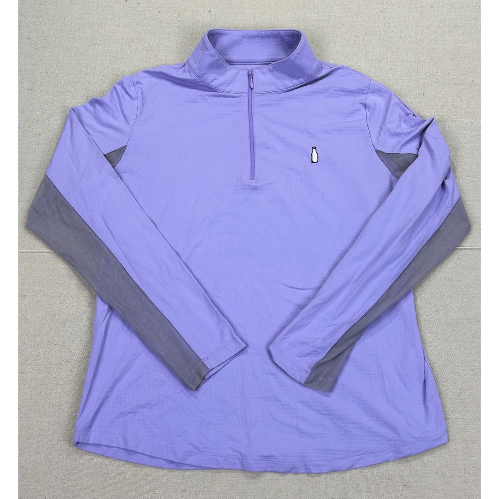 IBKUL Women's Large Purple 1/4 Zip Cooling Performance Long Sleeve Golf Shirt